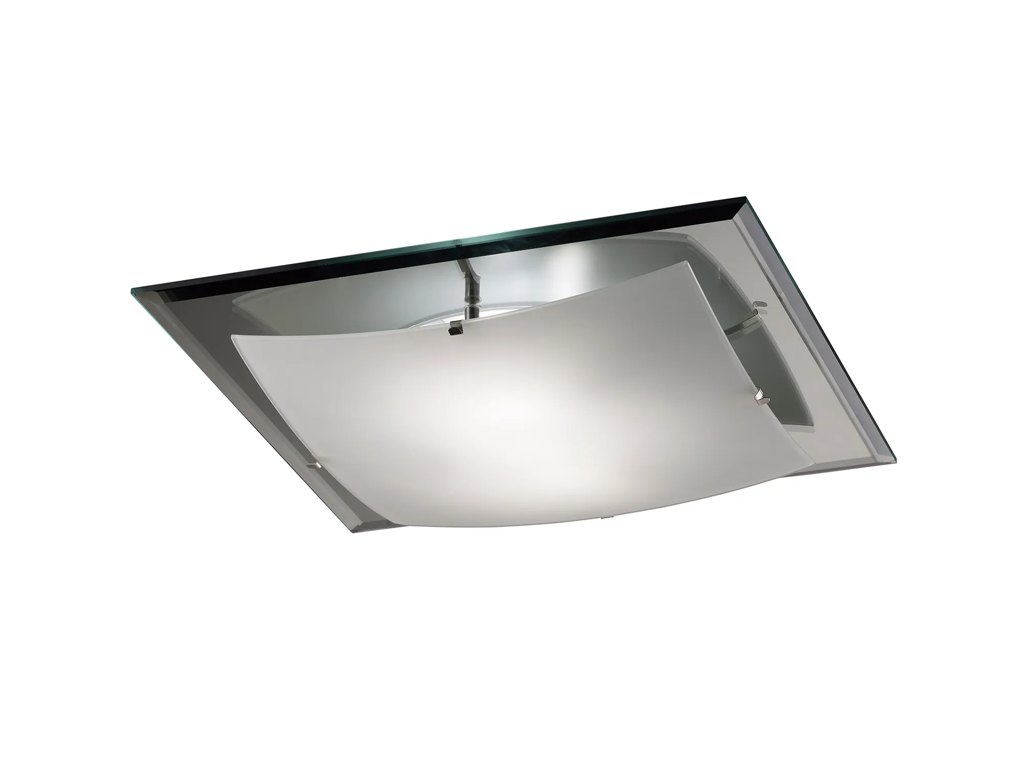Brooklyn Glass Round Flush Ceiling 42cm 3 Light Polished Chrome